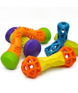 Squeak Dual Color Treat Dumbbell