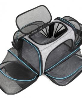 Soft Sided Pet Travel Carrier 4 Sides Expandable Airline Approved Pet Carrier